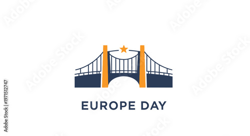 Europe Day bridge icon logo symbol.