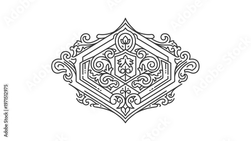 Ornate Vintage Emblem Design, Heraldic Crest, Decorative Monogram, Victorian Flourish