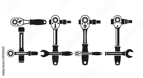 Ratchet Wrench Set Collection: Mechanical Tools for Repair and Maintenance