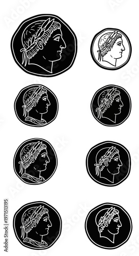 Roman Coinage Collection: Emperor Profile and Laurel Wreath