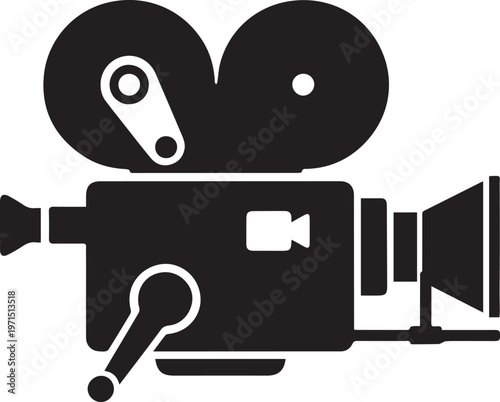 Vintage Cinema Film Camera Silhouettes Vector Graphic