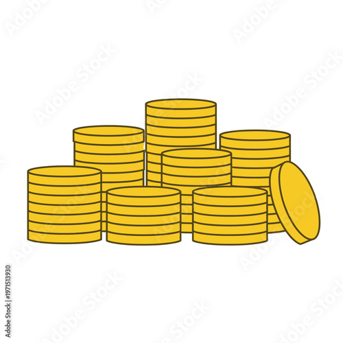 Stack of golden coins, financial wealth and investment concept, isolated on white
