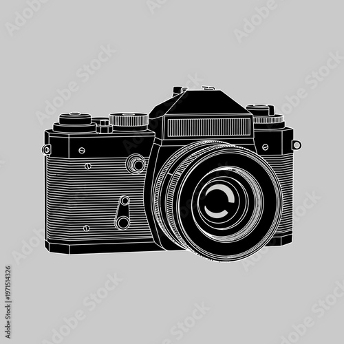Vintage Camera Illustration - Retro Photography Equipment