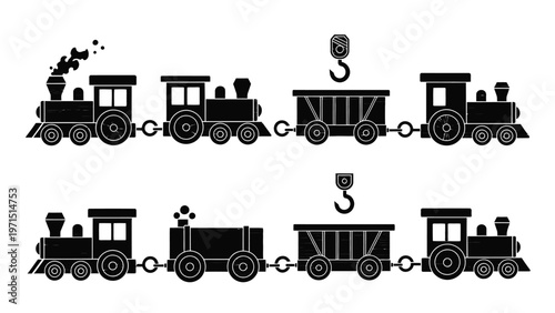 Vintage Train Silhouette Collection