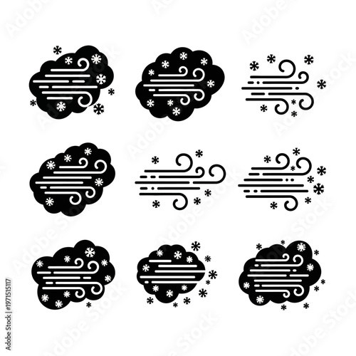 Winter wind and snow icons