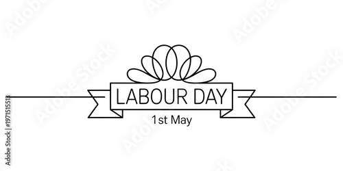 A minimalist black and white line art graphic design celebrating international labour day event Vector, illustration