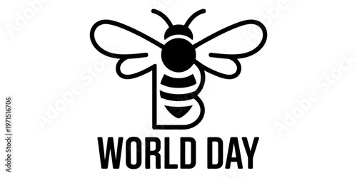 A minimalist black and white graphic design representing the annual world bee day celebration Vector, illustration