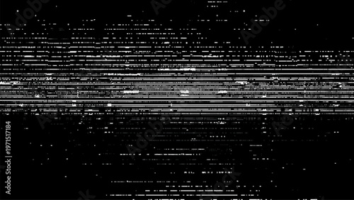 Glitch background vector with abstract digital noise effect. Distorted television signal texture with horizontal lines. Broken screen artifact for modern graphic design composition.