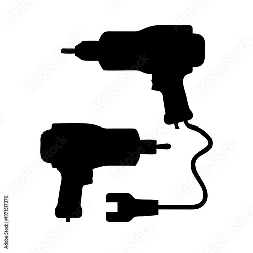 Silhouette of two electric impact wrenches