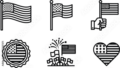 Celebrating flag day usa patriotic american flags fireworks and heart shaped designs for national pride