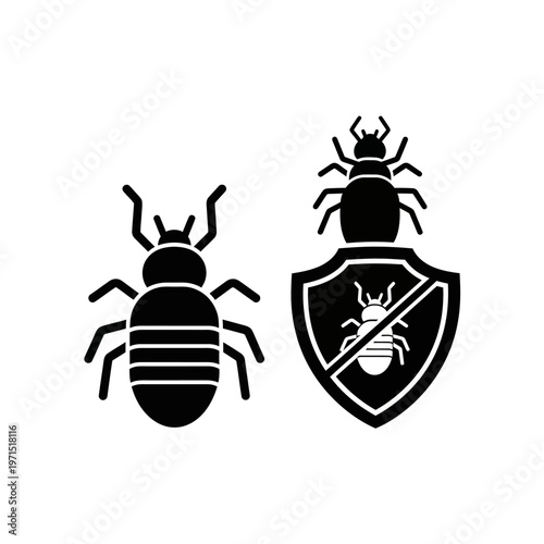Bed Bug Pest Control and Protection Icon Set