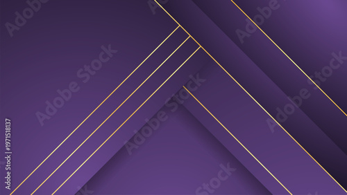 Elegant luxury purple background with gold geometric lines and layered shapes, premium abstract design for banner, invitation, poster and corporate branding