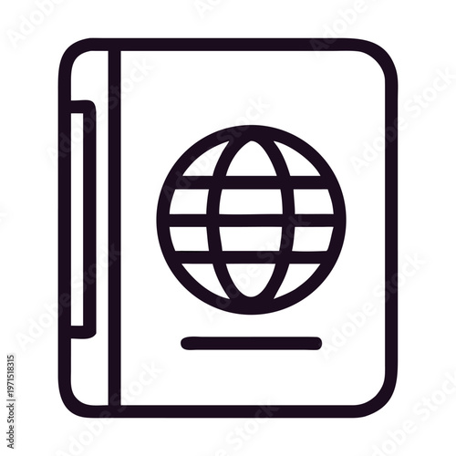 Passport icon isolated on symbol of international travel document with globe sign vector illustration of personal identification for tourism and immigration