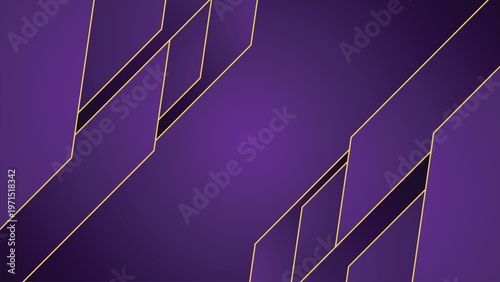 Premium luxury purple background with golden line elements and geometric shapes, elegant abstract design for banner, invitation, poster and digital layout