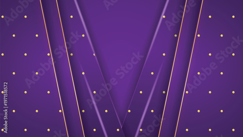 Premium luxury purple background with golden line elements and geometric shapes, elegant abstract design for banner, invitation, poster and digital layout