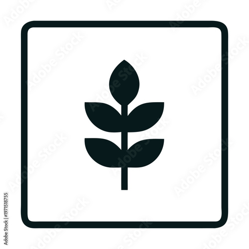 A minimalist vector illustration isolated on, showcasing a stylized plant with symmetrical leaves, perfect for representing nature, growth, or organic concepts in design projects