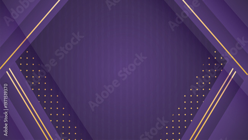 Luxury purple abstract background with gold line accents and geometric shapes, elegant premium design for banner, invitation, branding and presentation