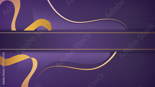 Modern luxury purple background with elegant gold geometric lines and layered shapes, premium abstract design for banner, invitation and corporate branding