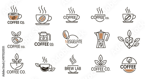 Coffee Beans and Cups Logos.