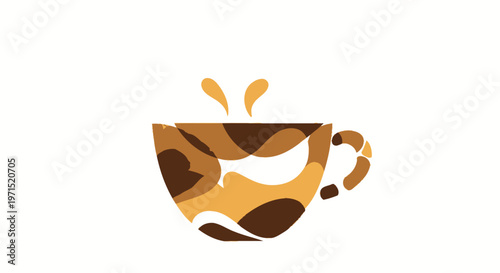 Brown Coffee Cup With Steam Rising.