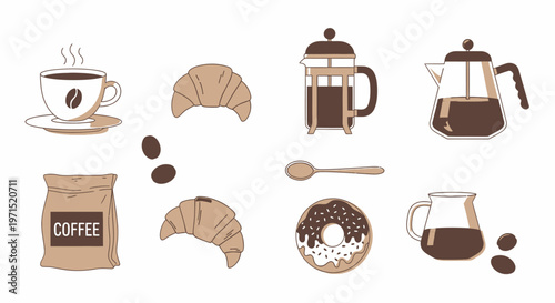 Coffee Beans and Brewing Equipment.