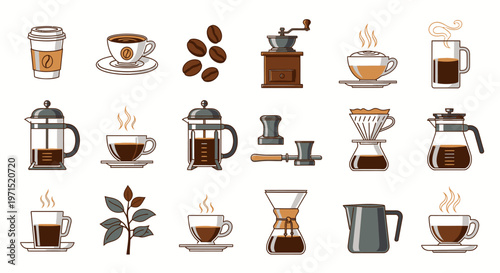 Coffee Cups and Brewing Devices.