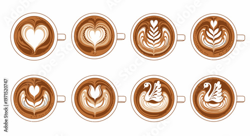 Variety of coffee cup designs.