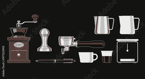 Coffee maker machine and accessories.