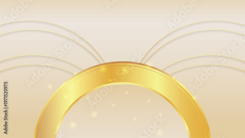 Luxury Cream Abstract Background with Golden Waves. Elegant geometric and fluid shapes for premium wedding invitations.