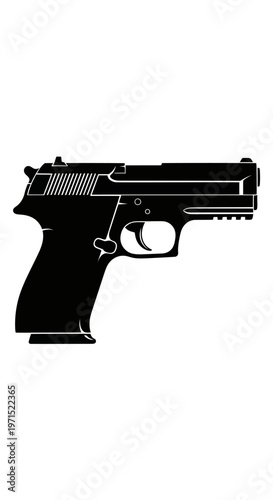 Black Silhouette of a Semi-Automatic Pistol Handgun