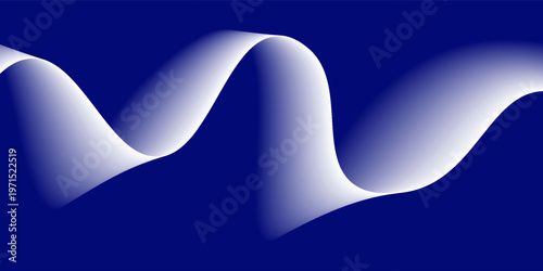 Flowing dark blue curve shape with soft gradient vector abstract background, relaxing and tranquil art, can illustrate health medical or sound of music.