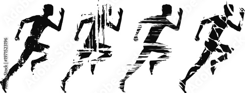 Dynamic silhouettes of runners in motion, abstract speed and athleticism concept