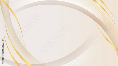 Abstract Golden Curves on Soft Cream. Modern and airy design elements for digital wallpapers, social media backdrops, and luxury gift vouchers.