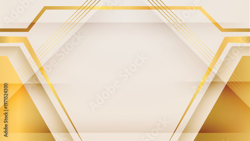 Abstract Golden Curves on Soft Cream. Modern and airy design elements for digital wallpapers, social media backdrops, and luxury gift vouchers.