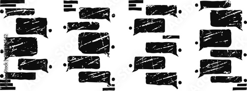 grey speech bubbles with grunge texture in various shapes for communication and dialogue
