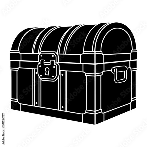 Black Silhouette of an Antique Treasure Chest Icon