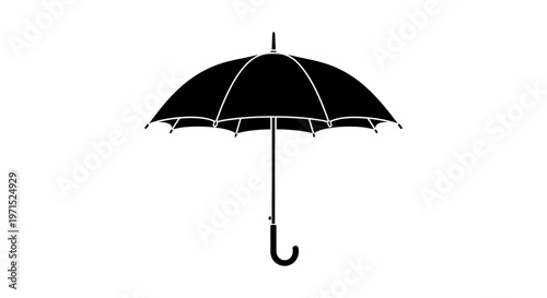 Black Silhouette Umbrella Icon Isolated on White Background