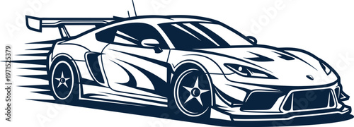 Foto Sports Car Silhouette Top View Abstract Lines Speed Motion Vector Graphic Isolat