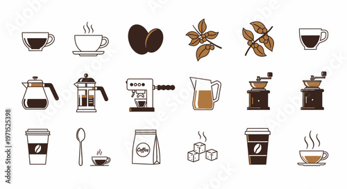 Coffee Beans Cups and Mugs.