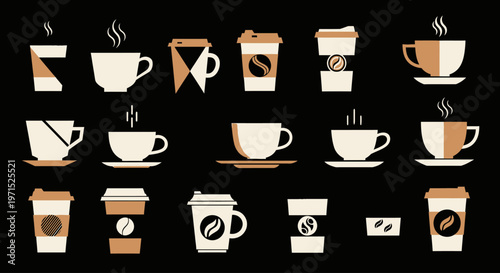 Collection of various coffee cups.
