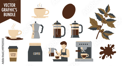 Coffee Beans and Brewing Equipment.