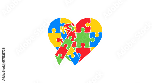 Colorful puzzle heart symbol autism.
