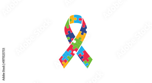 Colorful puzzle piece awareness ribbon symbol.