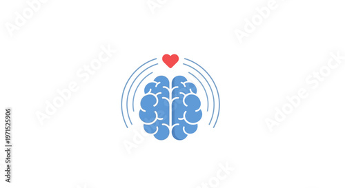 Brain with heart and sound waves.