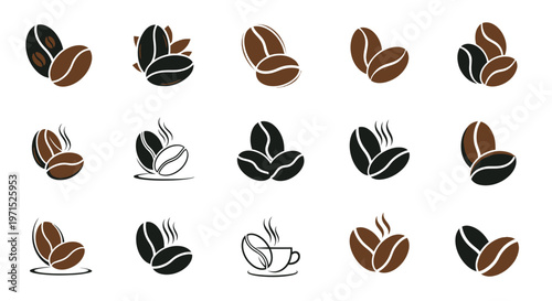 Coffee Beans and Cup Icons.