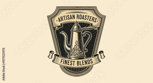 Vintage coffee roaster emblem logo.