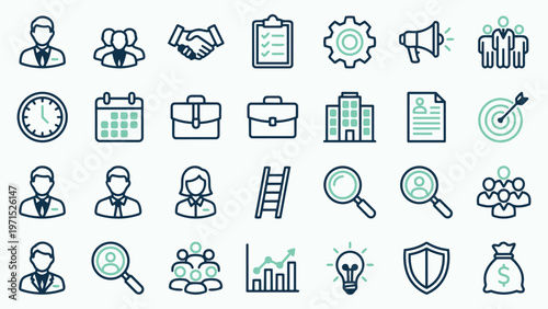 Comprehensive Business and Office Management Icon Collection