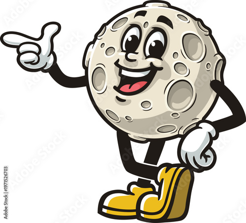 Moon mascot cartoon with an idea