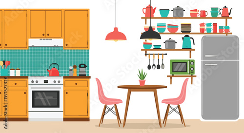 Flat character scene featuring a professional working on a laptop with thought bubbles containing essential creative tools.