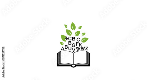 Open Book with Alphabet Letters.